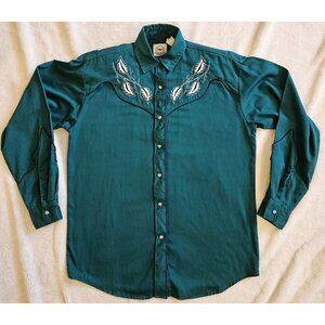 Vintage MWG Made In Canada Womens Cowboy Shirt Snap Button Xsmall Shoulder Pads